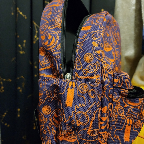 Inked Halloween Mini Backpack in Purple and Orange - Picture 2 of 2
